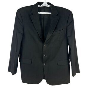 Stafford 46L Black Suit Jacket Two Button Classic Fit Mens 100% Wool